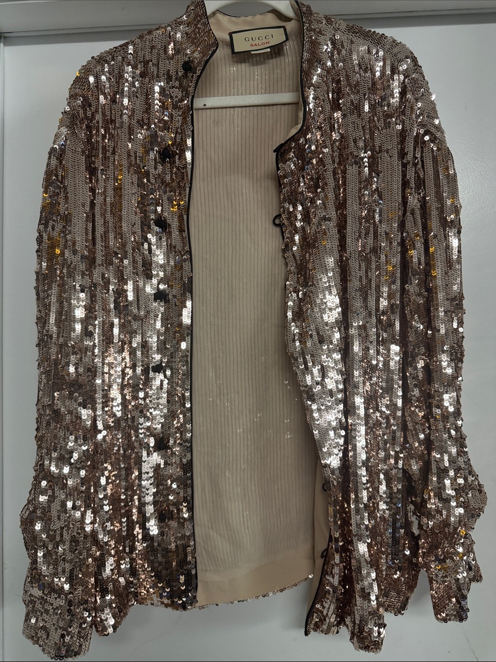 Gucci Rose Gold Sequin Lightweight Shirt Jacket